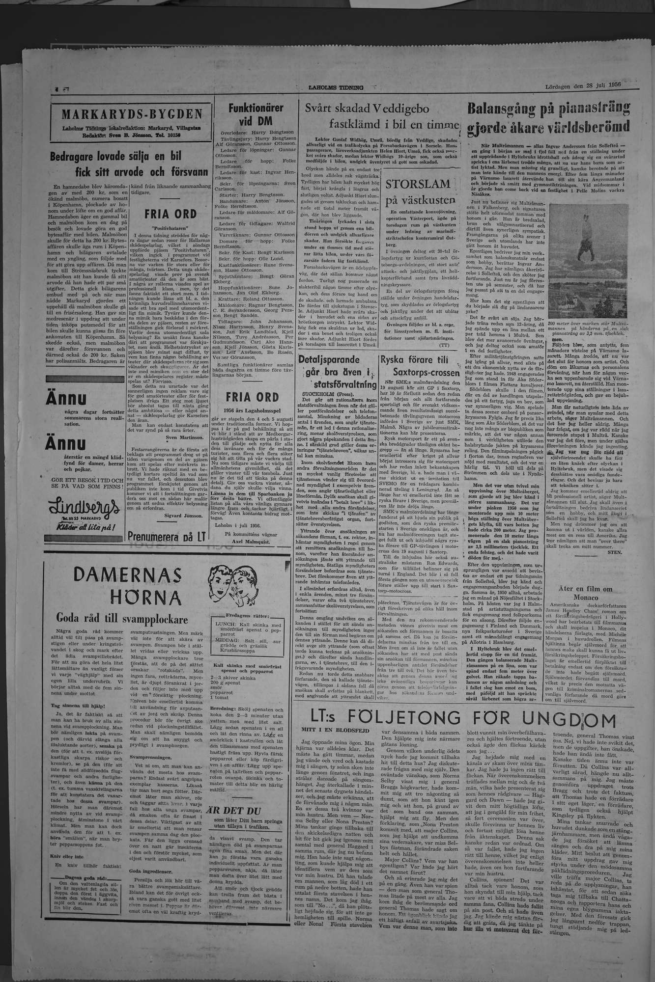 Laholms Tidning Lördag 28 juli 1956, sida 4
