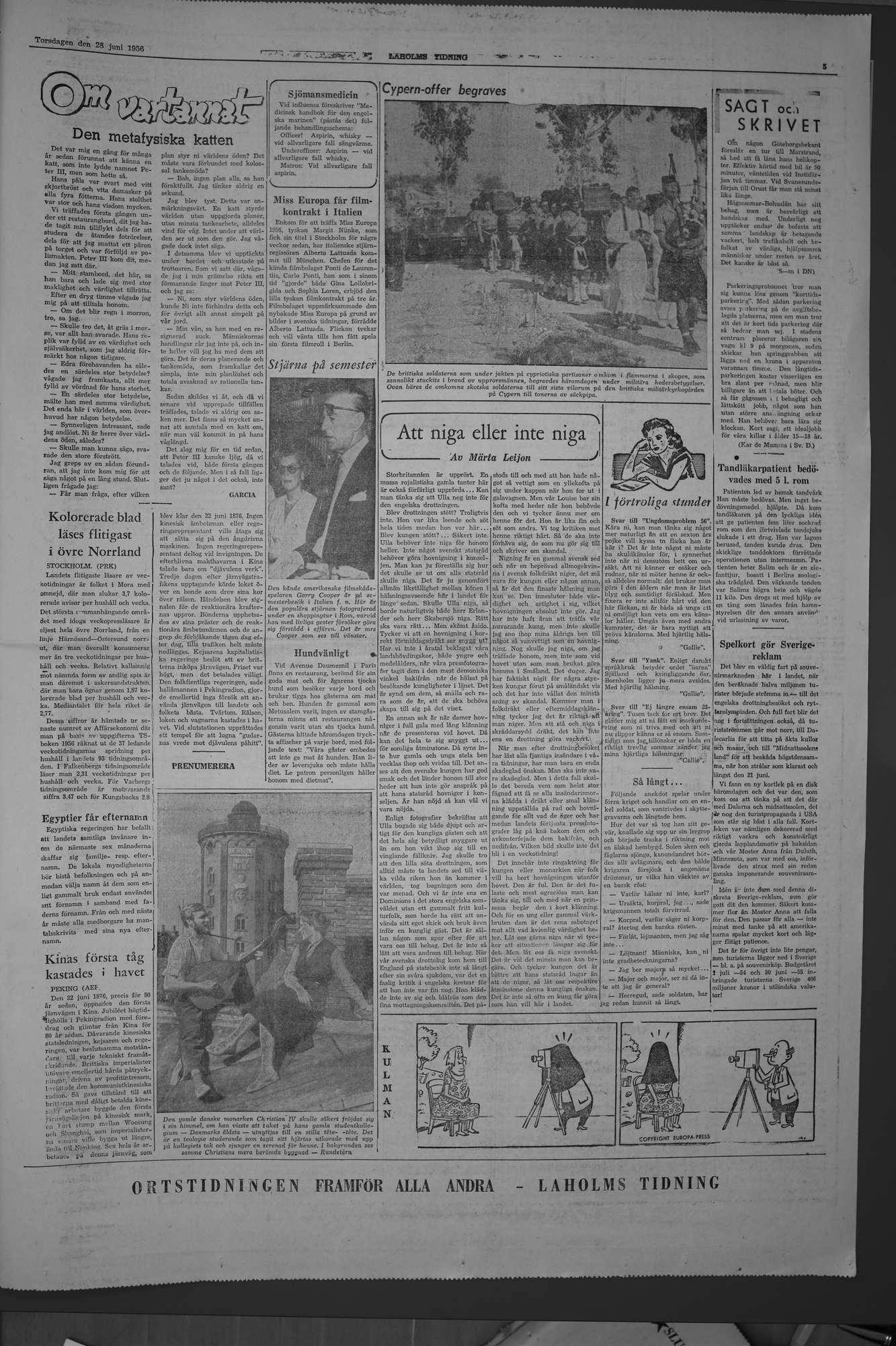Laholms Tidning Torsdag 28 juni 1956, sida 5