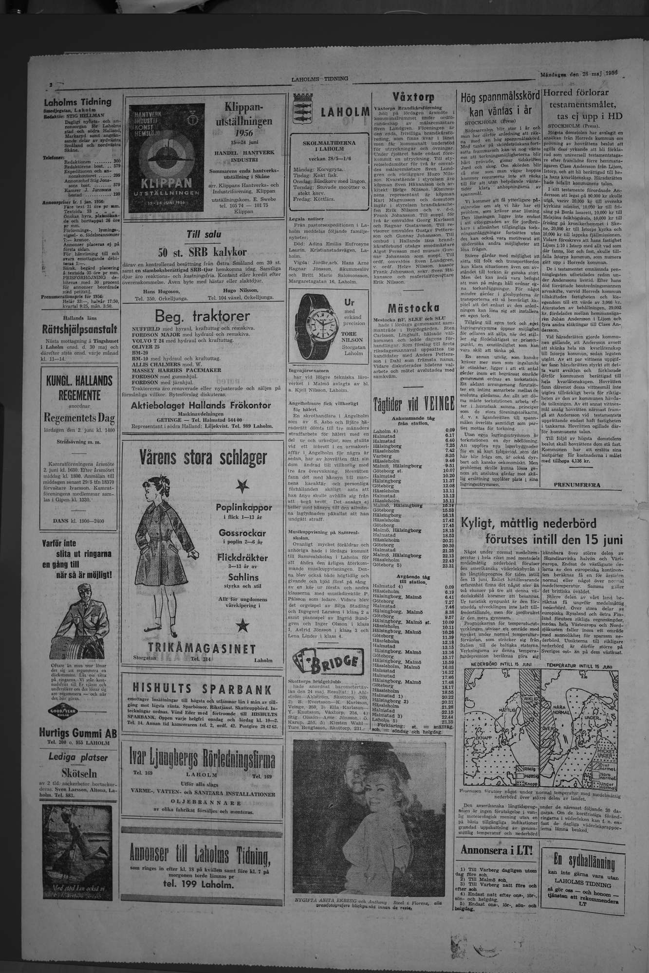 Laholms Tidning Måndag 28 maj 1956, sida 2