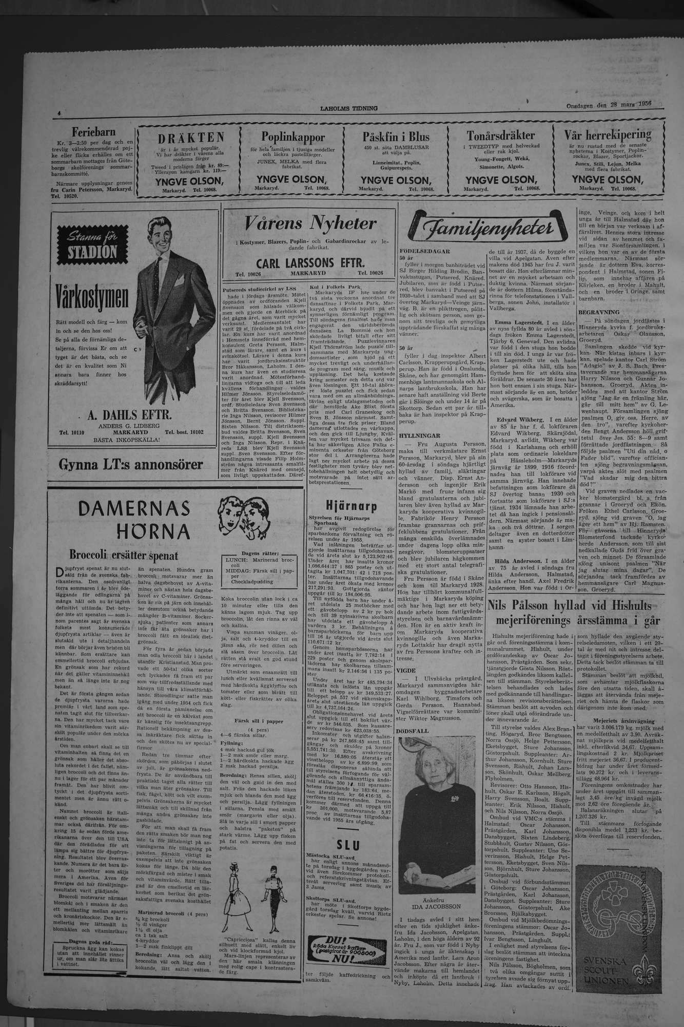 Laholms Tidning Onsdag 28 mars 1956, sida 4
