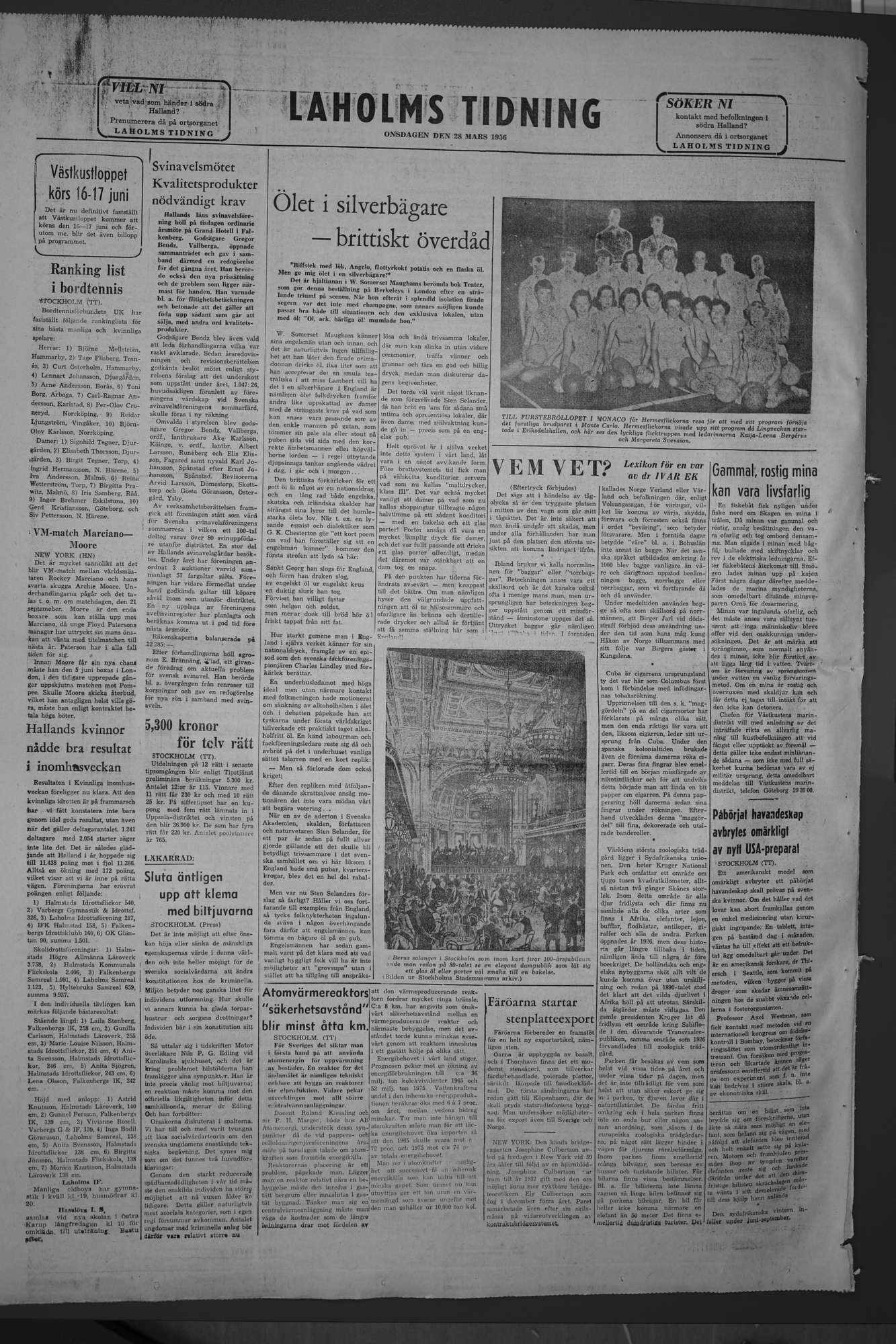 Laholms Tidning Onsdag 28 mars 1956, sida 8