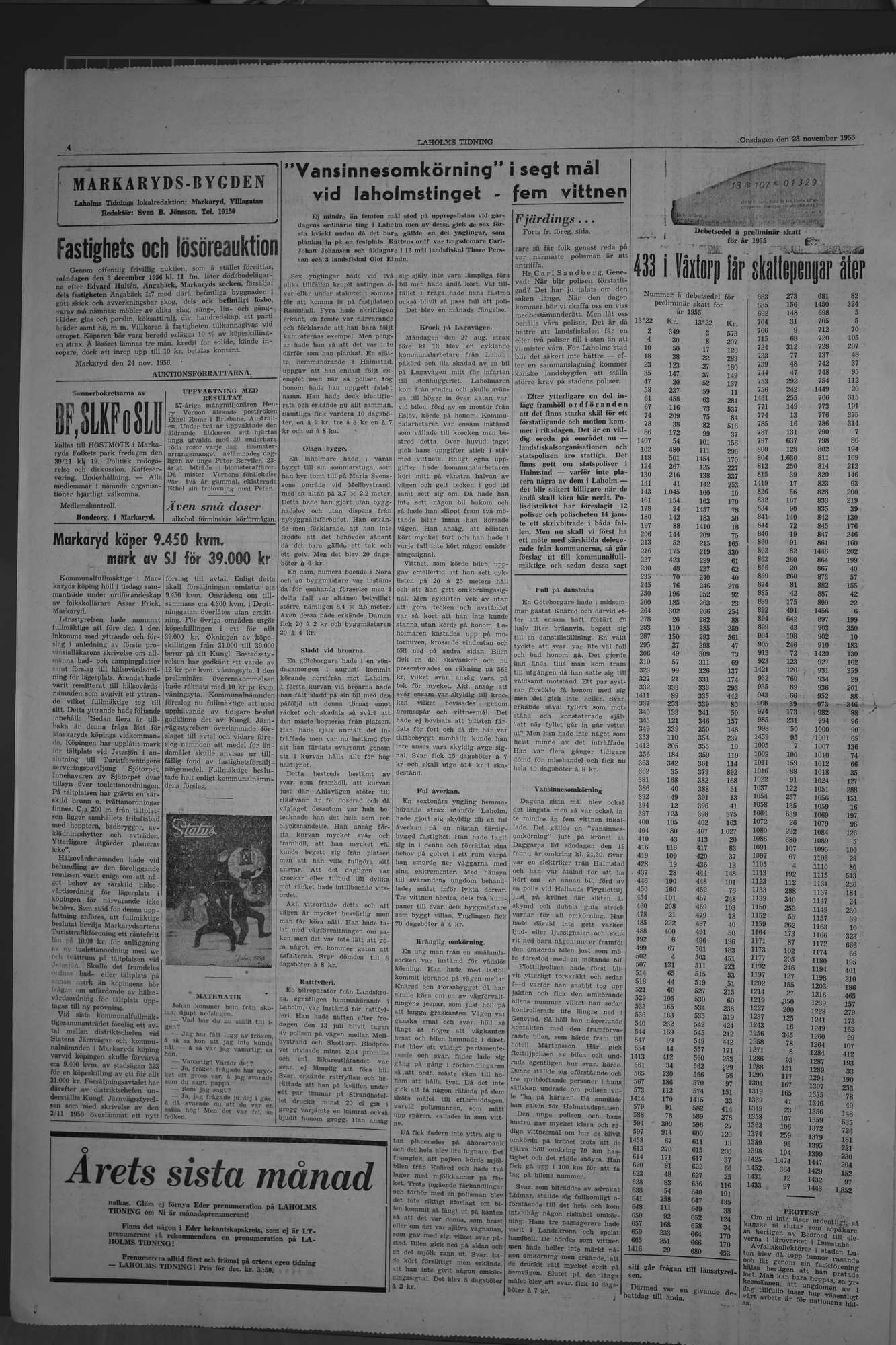 Laholms Tidning Onsdag 28 november 1956, sida 4