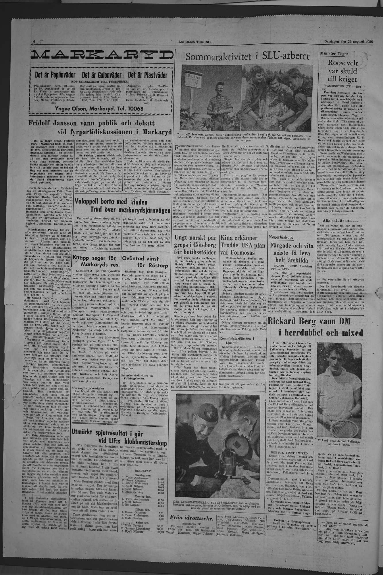 Laholms Tidning Onsdag 29 augusti 1956, sida 4
