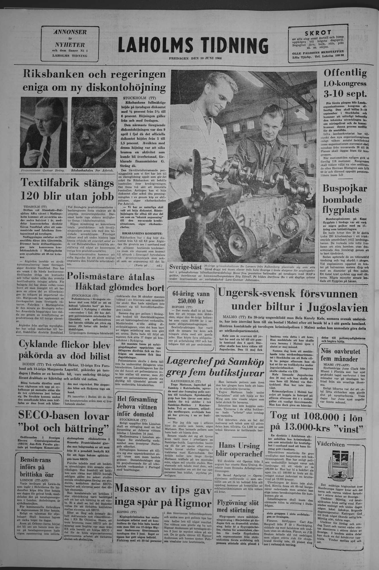 Laholms Tidning Fredag 10 juni 1966, sida 8