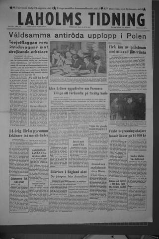 Förstasidan, Fredag 29 juni 1956
