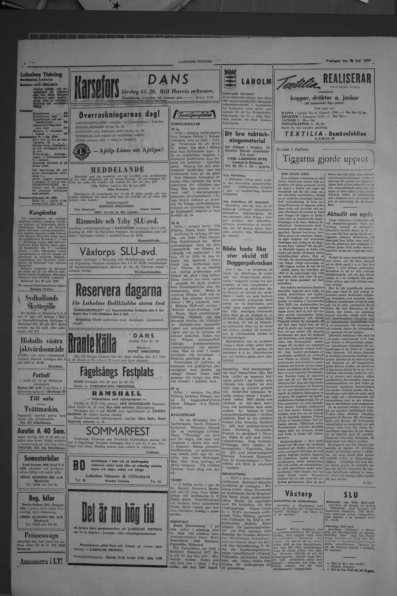 Laholms Tidning Fredag 29 juni 1956, sida 2