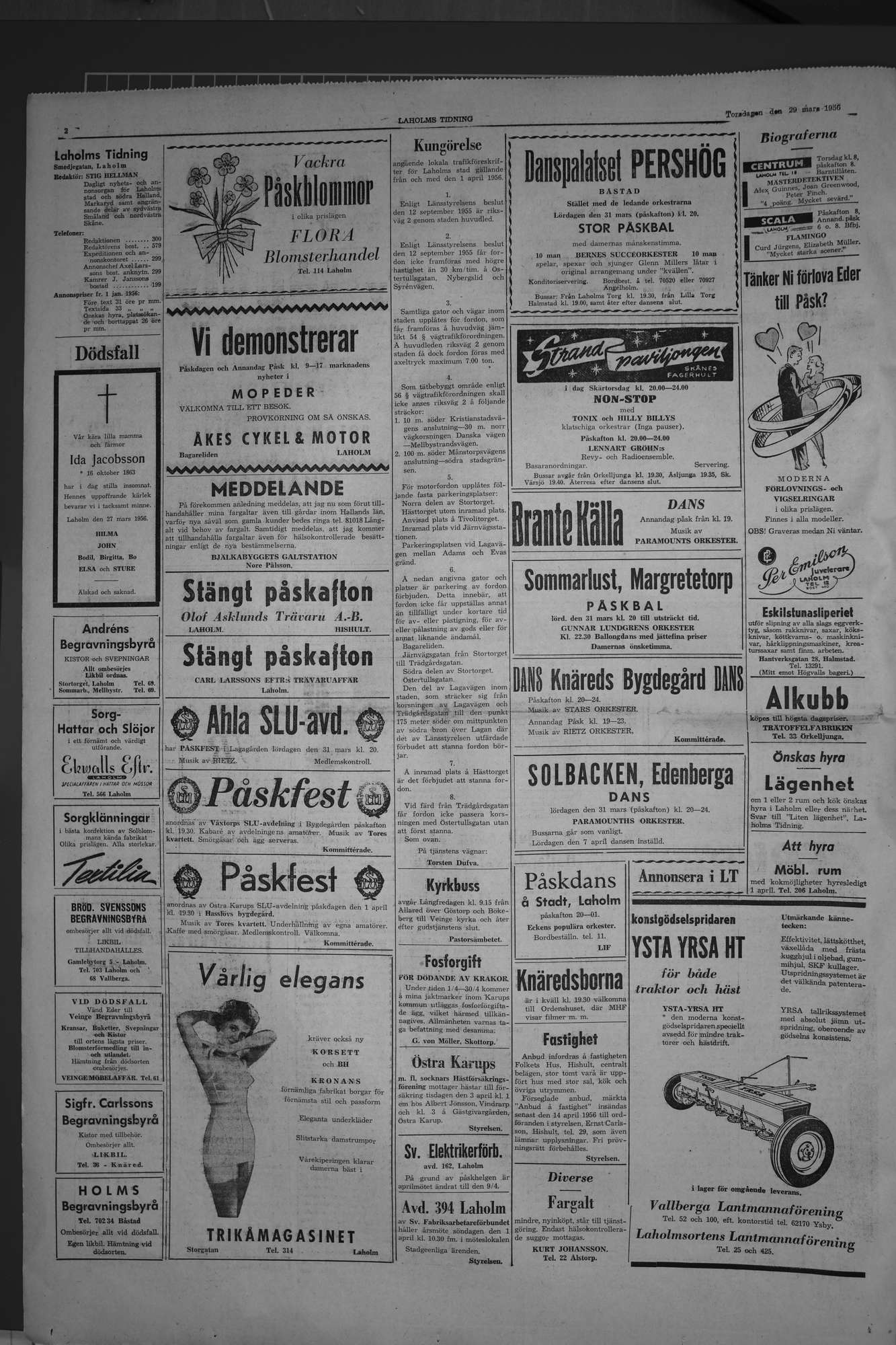 Laholms Tidning Torsdag 29 mars 1956, sida 2