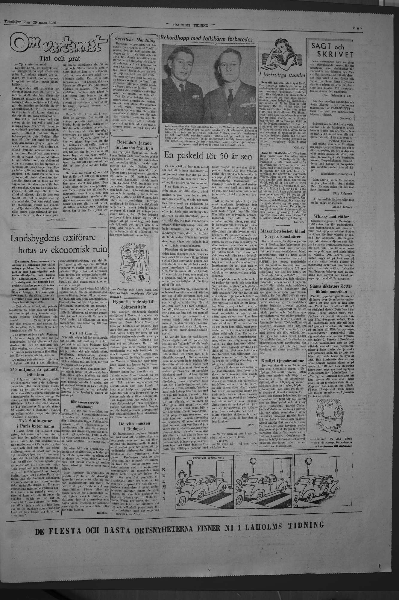 Laholms Tidning Torsdag 29 mars 1956, sida 7