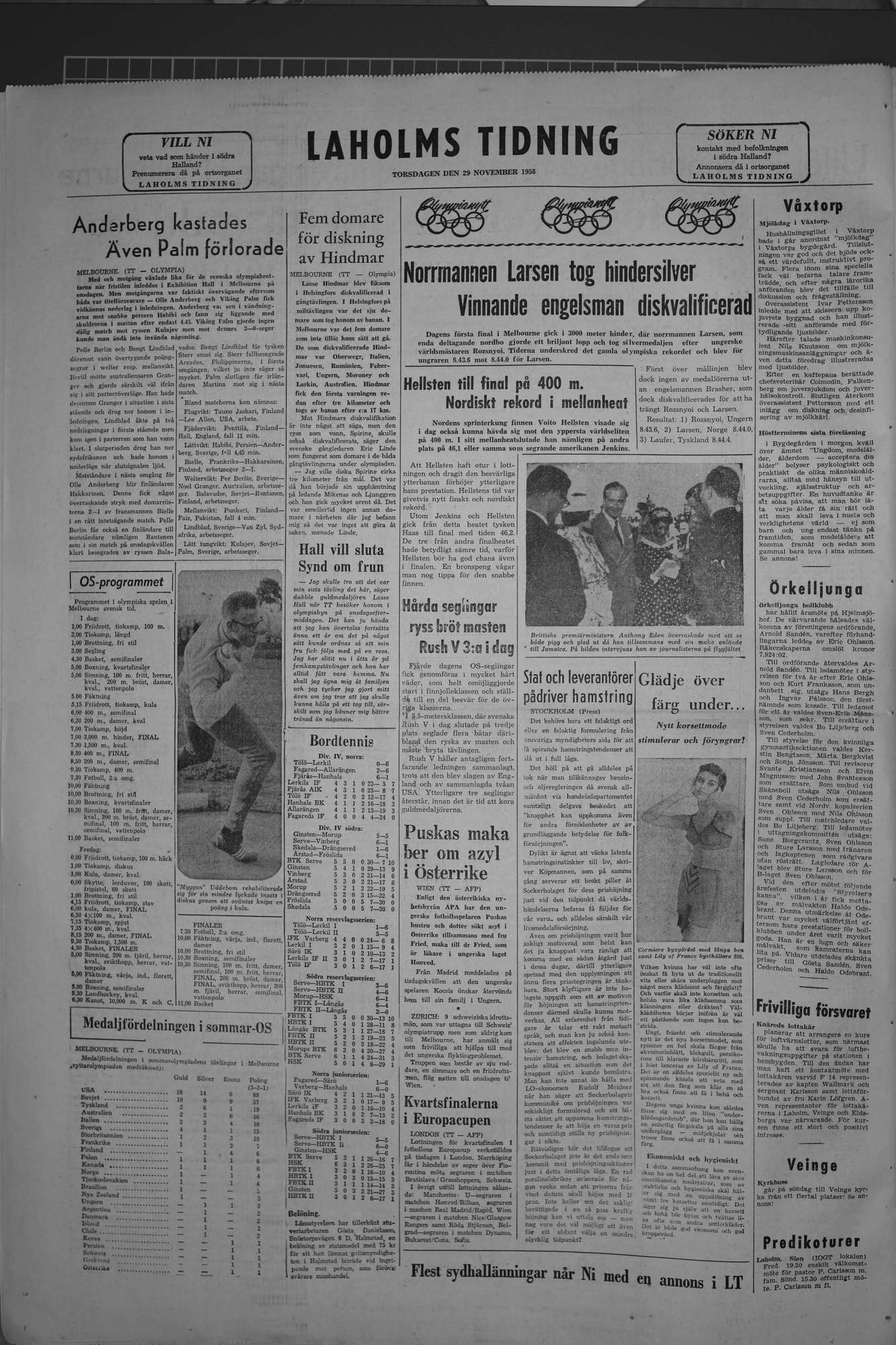 Laholms Tidning Torsdag 29 november 1956, sida 8