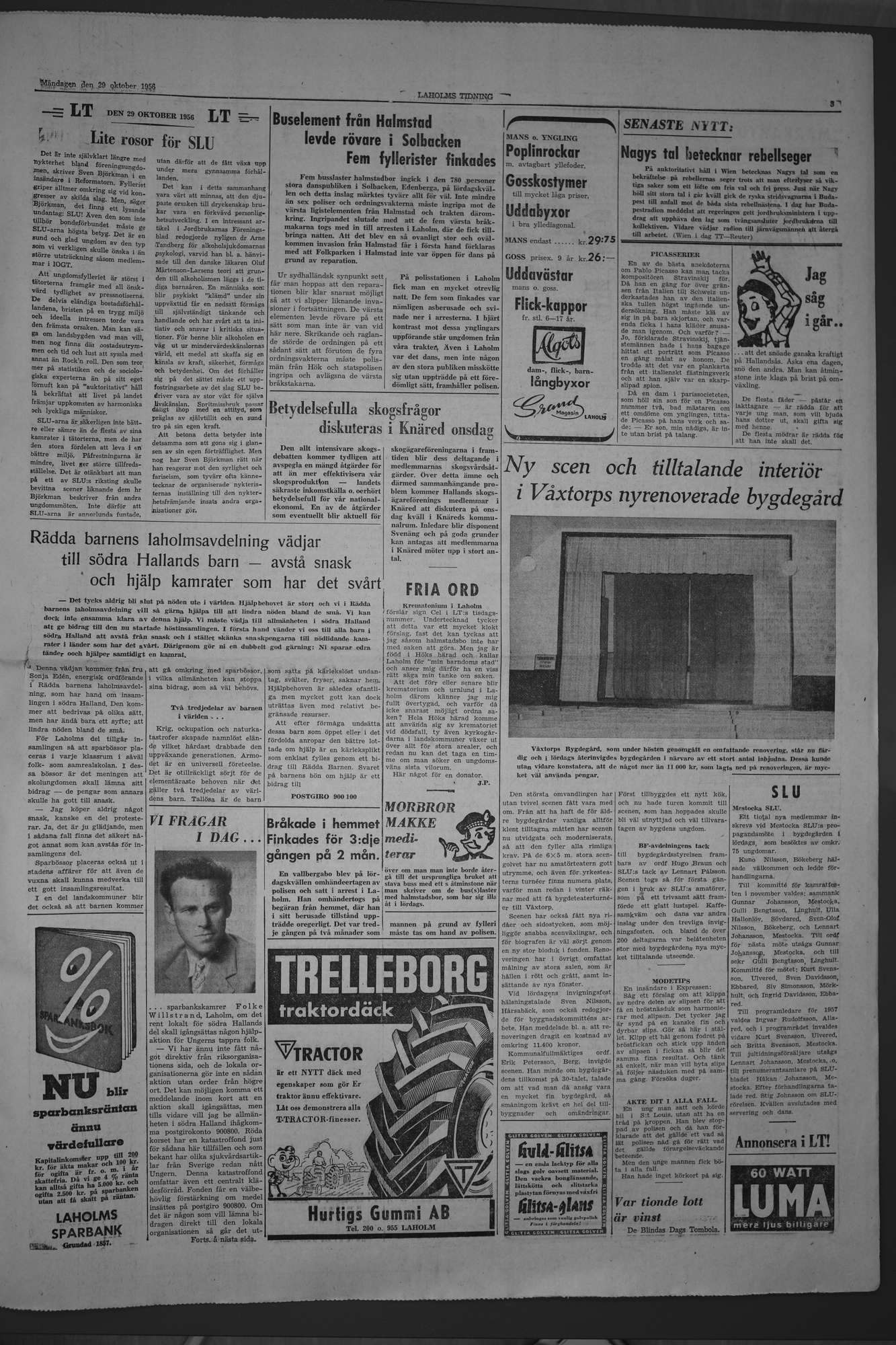 Laholms Tidning Måndag 29 oktober 1956, sida 3