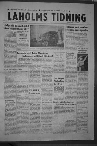 Förstasidan, Tisdag 3 april 1956