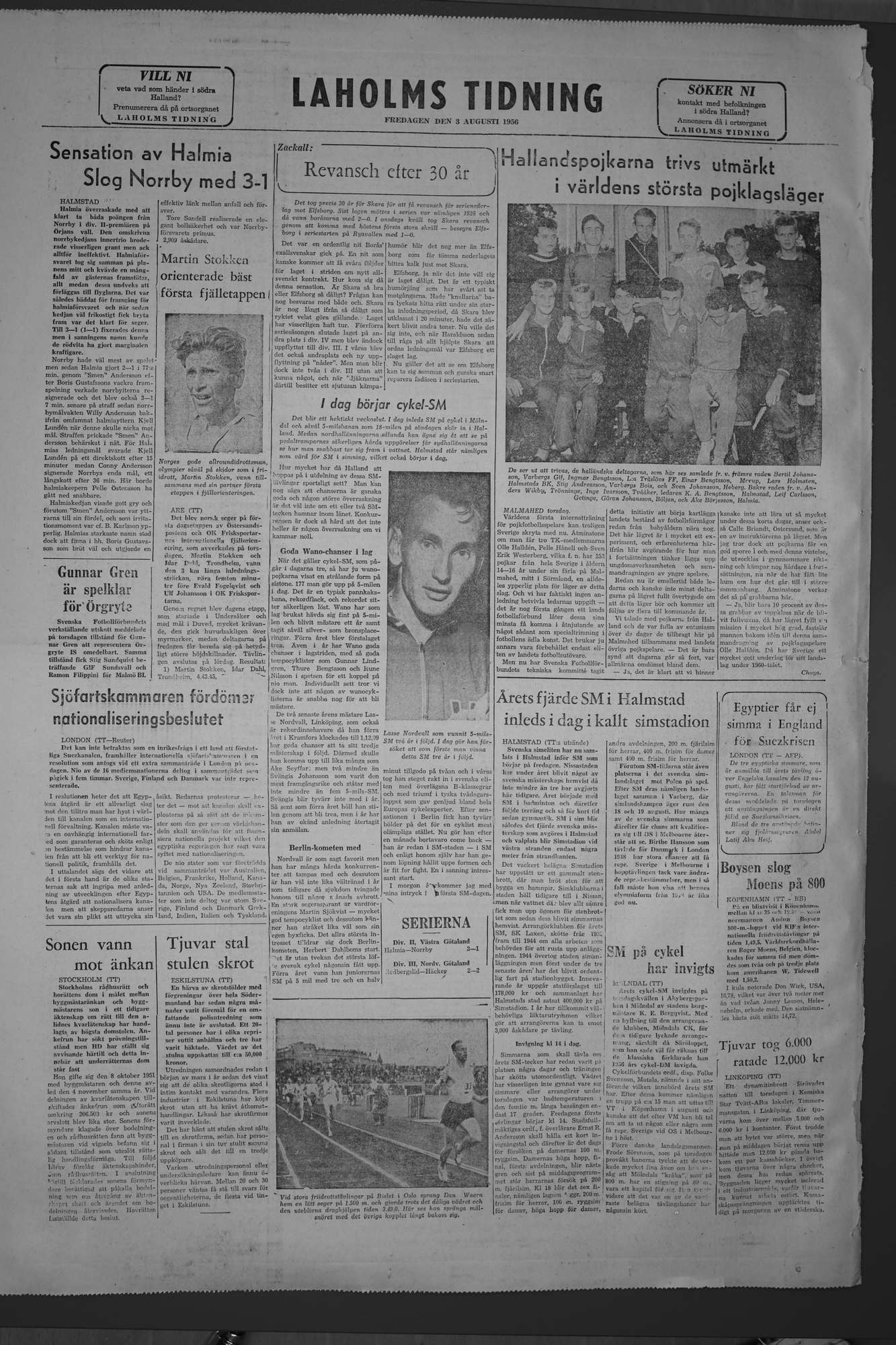 Laholms Tidning Fredag 3 augusti 1956, sida 8