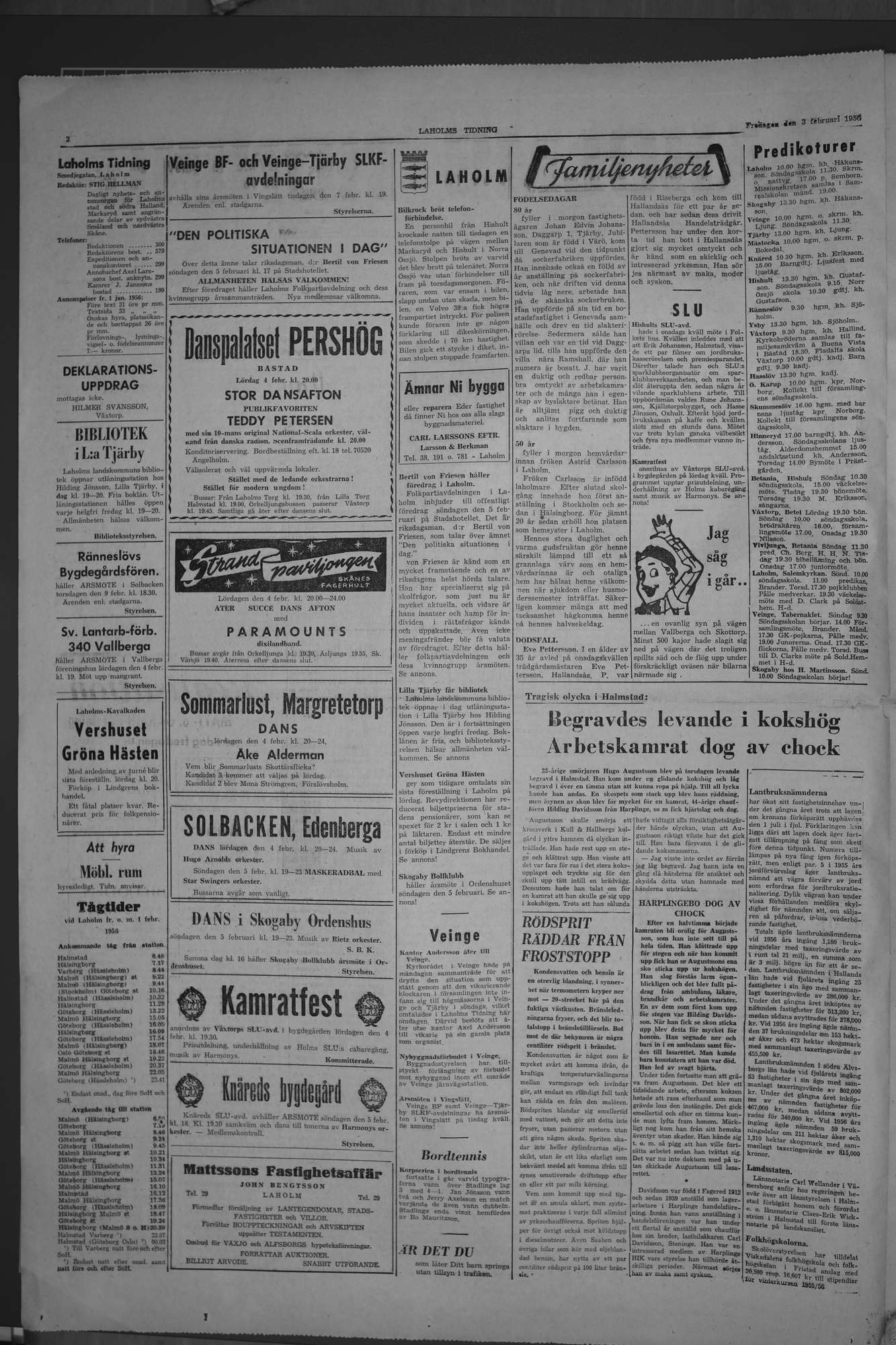 Laholms Tidning Fredag 3 februari 1956, sida 2