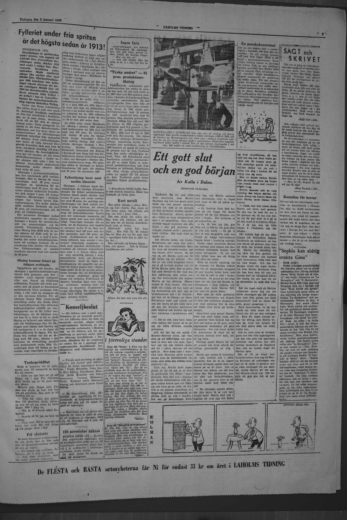 Laholms Tidning Tisdag 3 januari 1956, sida 7