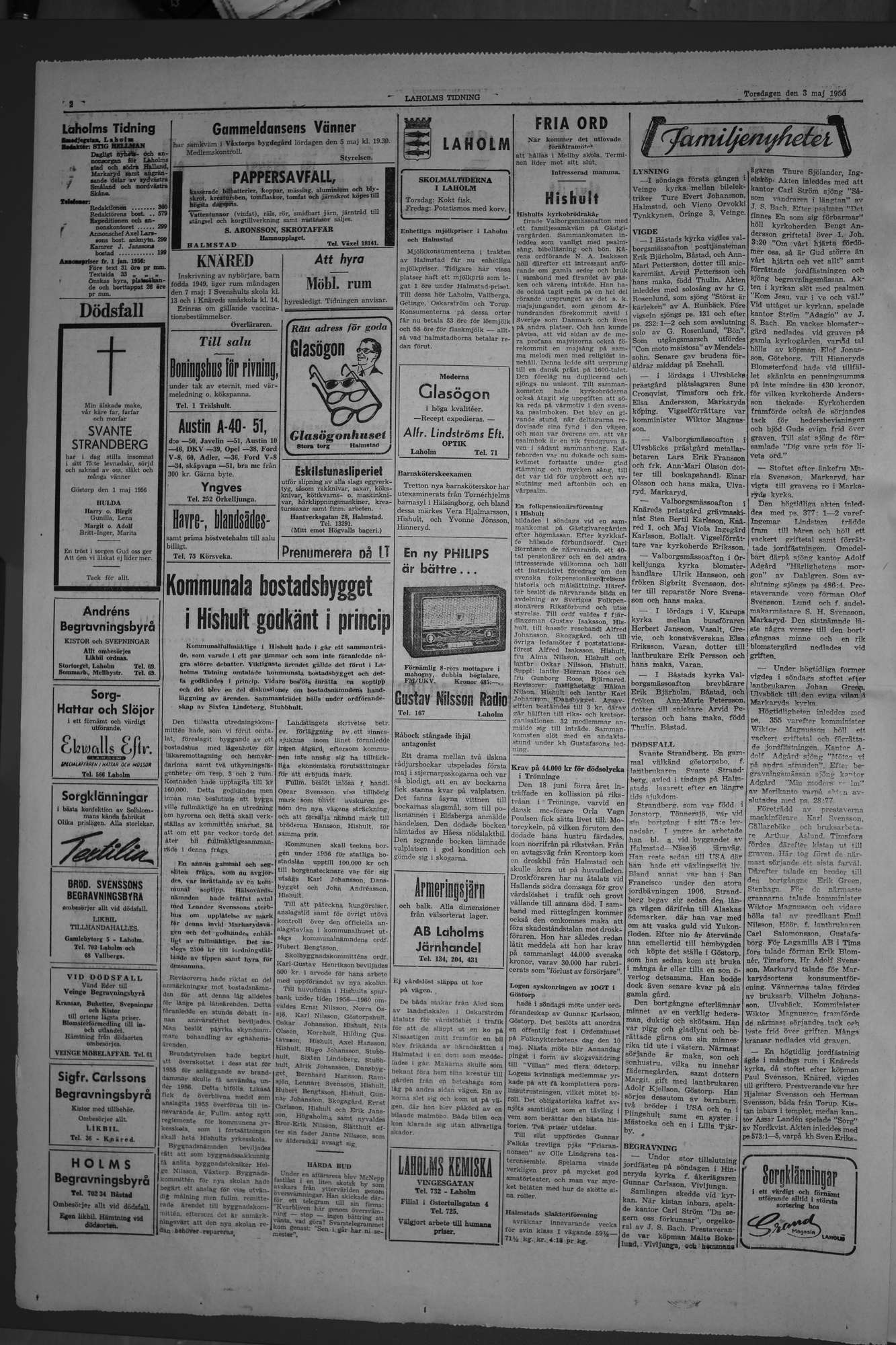 Laholms Tidning Torsdag 3 maj 1956, sida 2