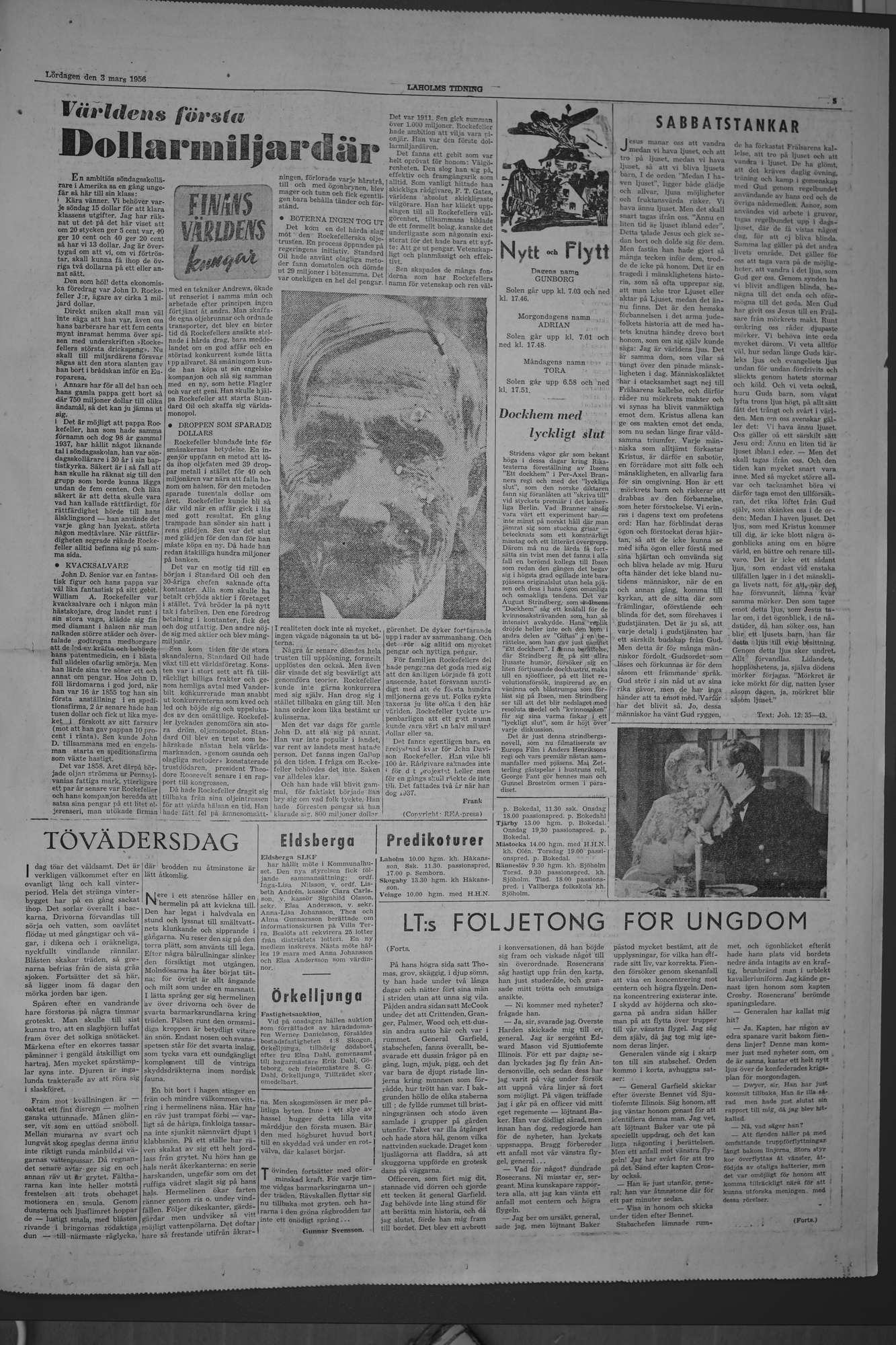 Laholms Tidning Lördag 3 mars 1956, sida 5