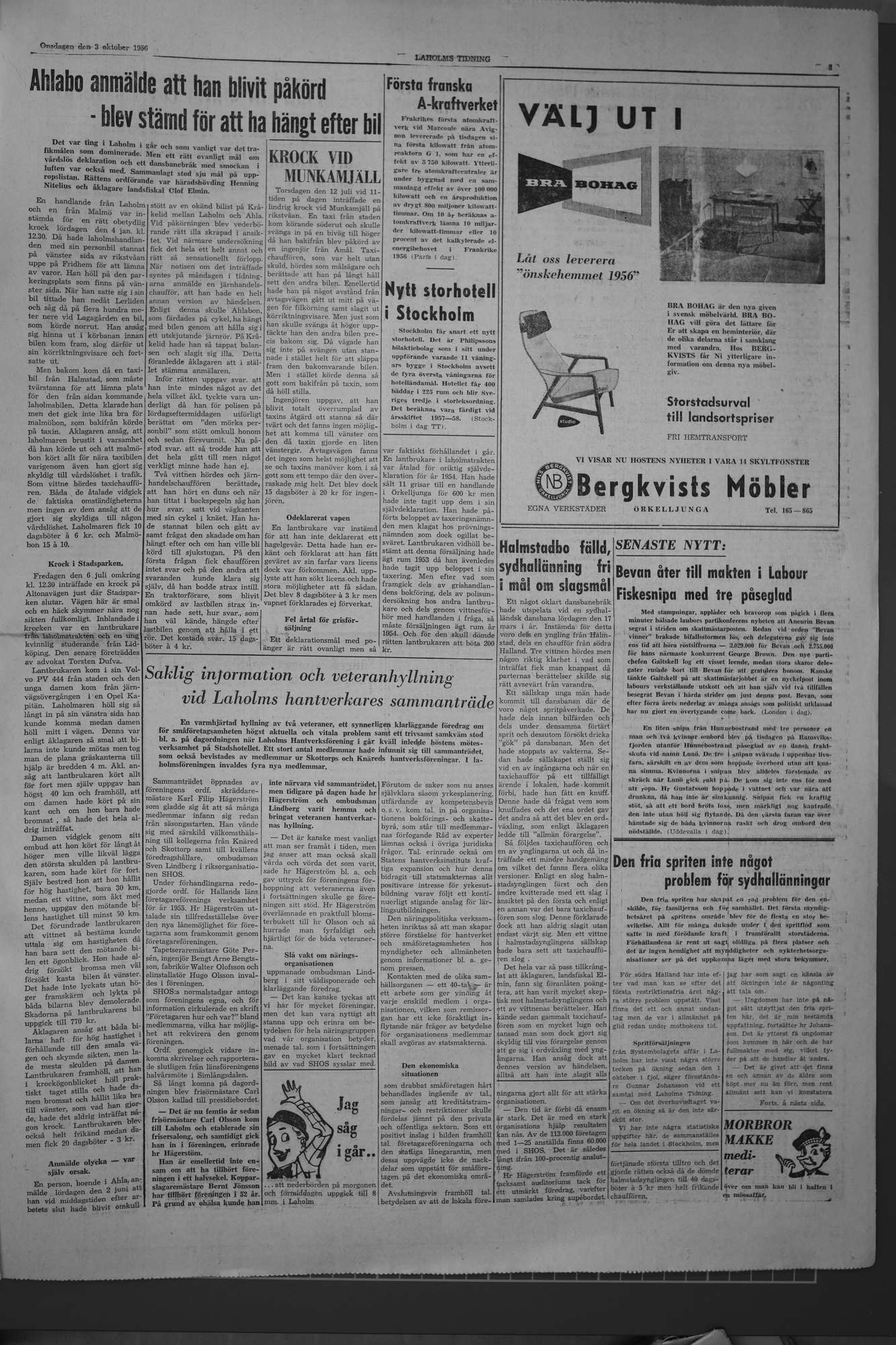 Laholms Tidning Onsdag 3 oktober 1956, sida 3