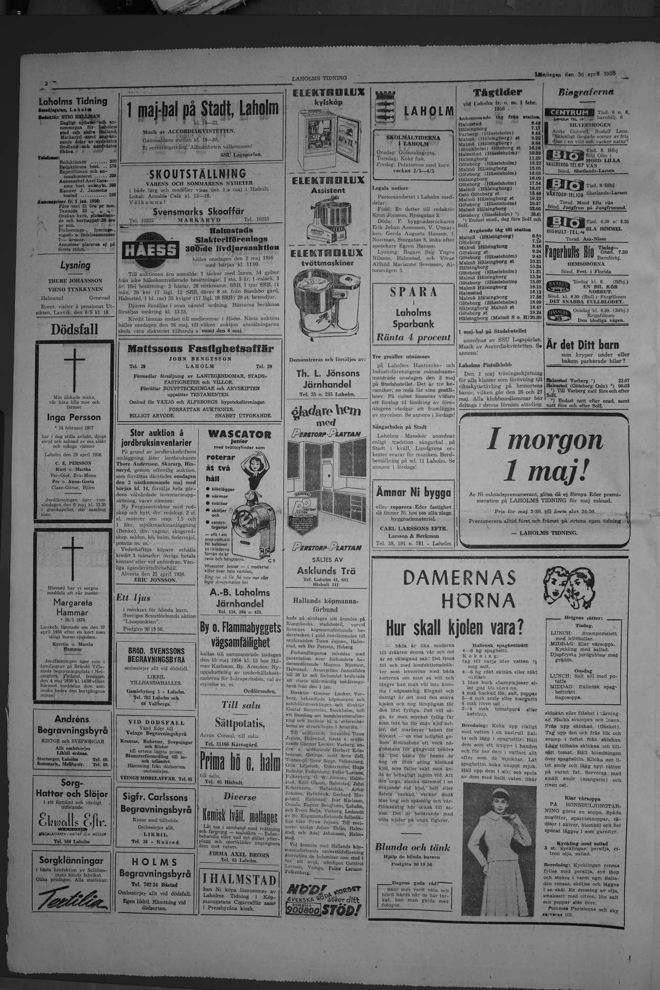 Laholms Tidning Måndag 30 april 1956, sida 2