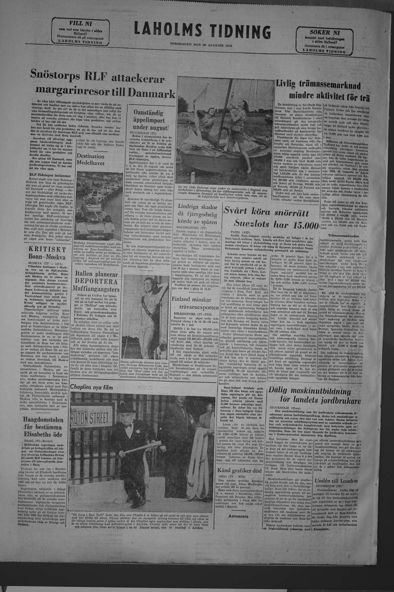 Laholms Tidning Torsdag 30 augusti 1956, sida 8