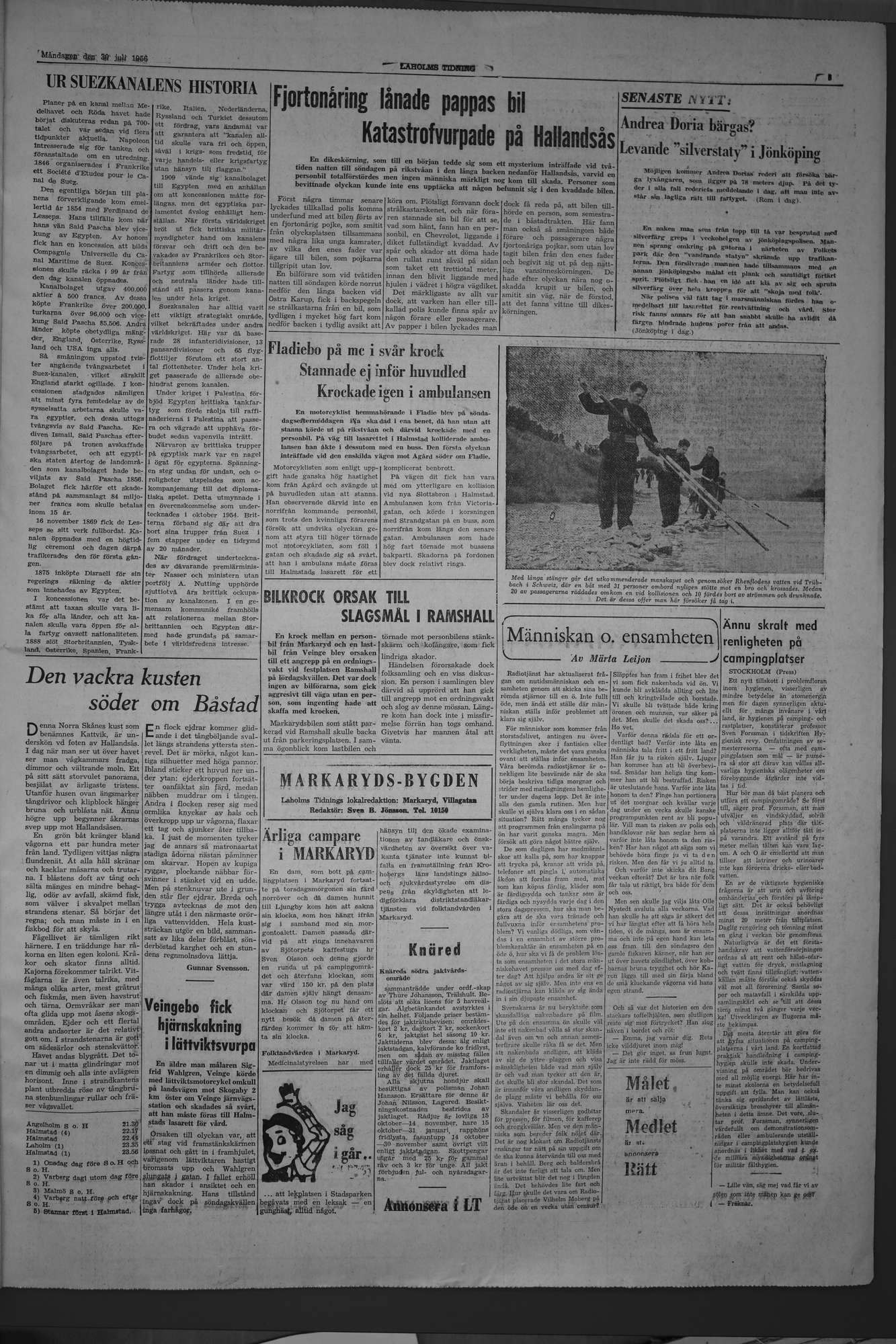 Laholms Tidning Måndag 30 juli 1956, sida 3
