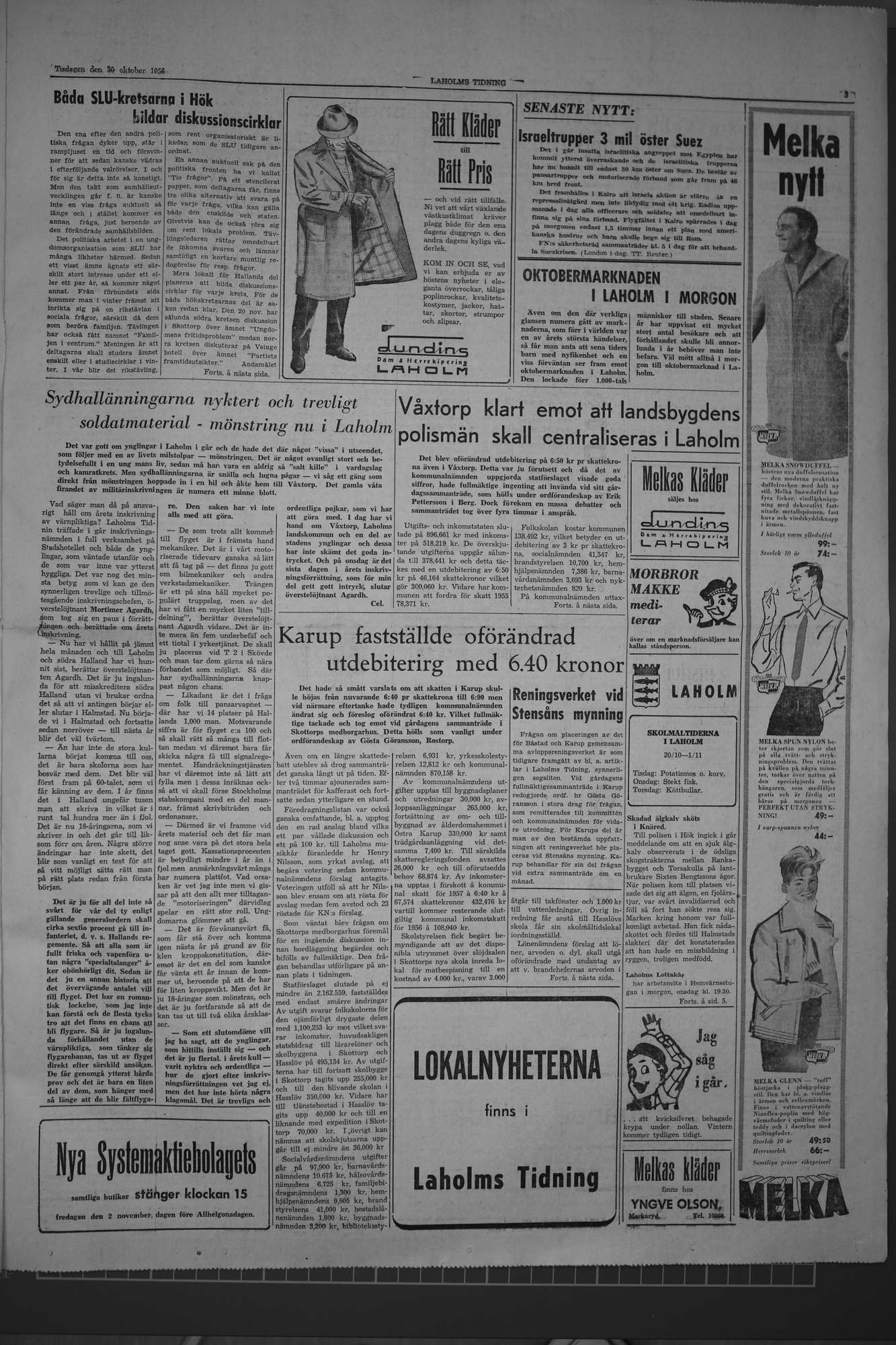 Laholms Tidning Tisdag 30 oktober 1956, sida 3