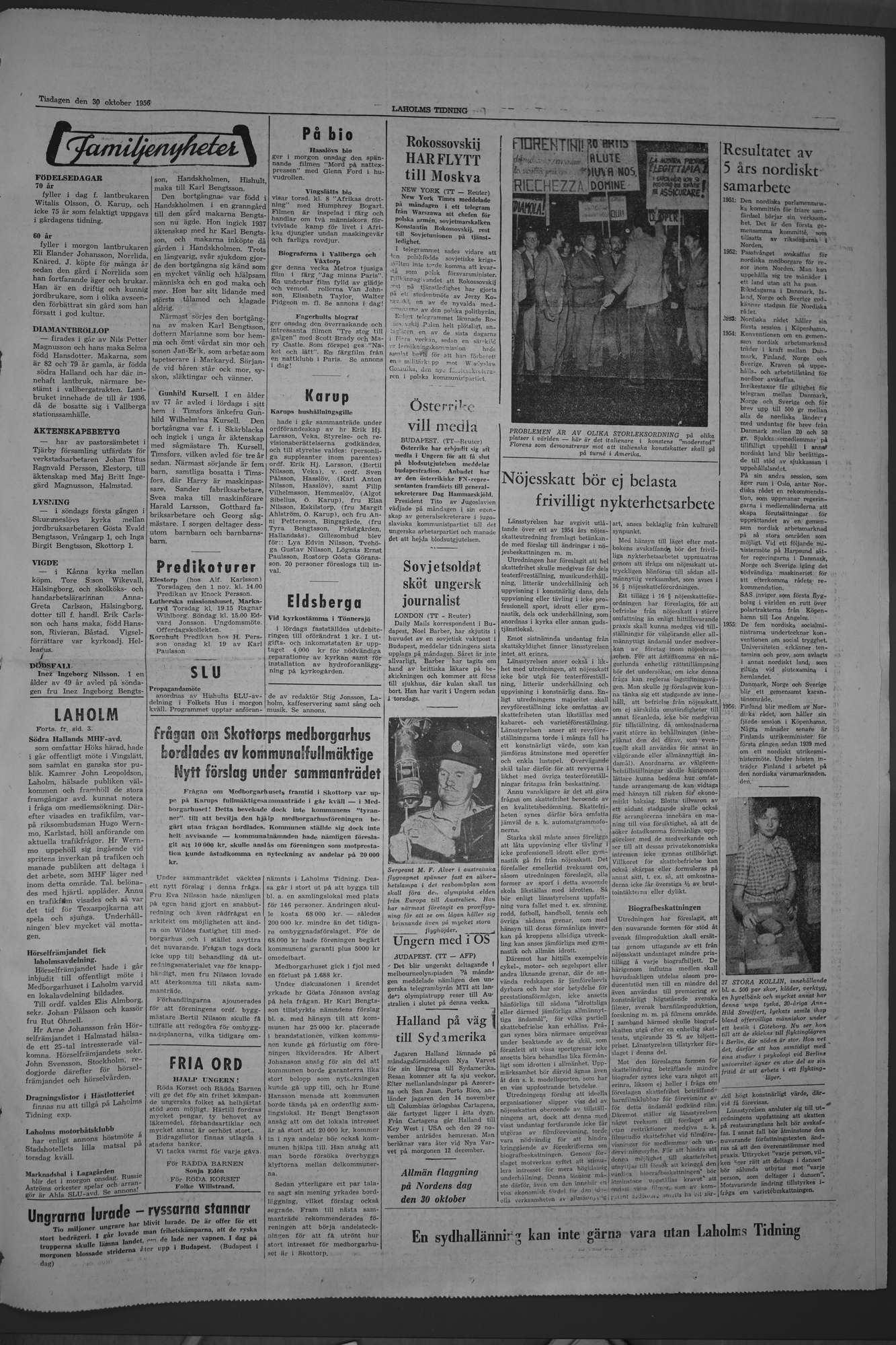 Laholms Tidning Tisdag 30 oktober 1956, sida 5