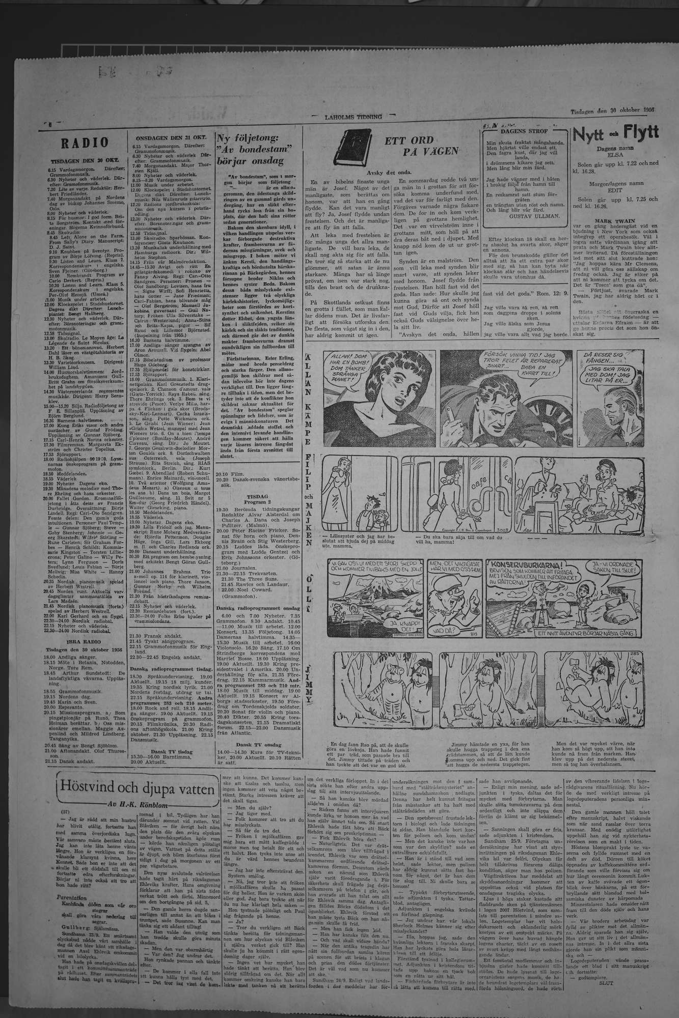 Laholms Tidning Tisdag 30 oktober 1956, sida 6
