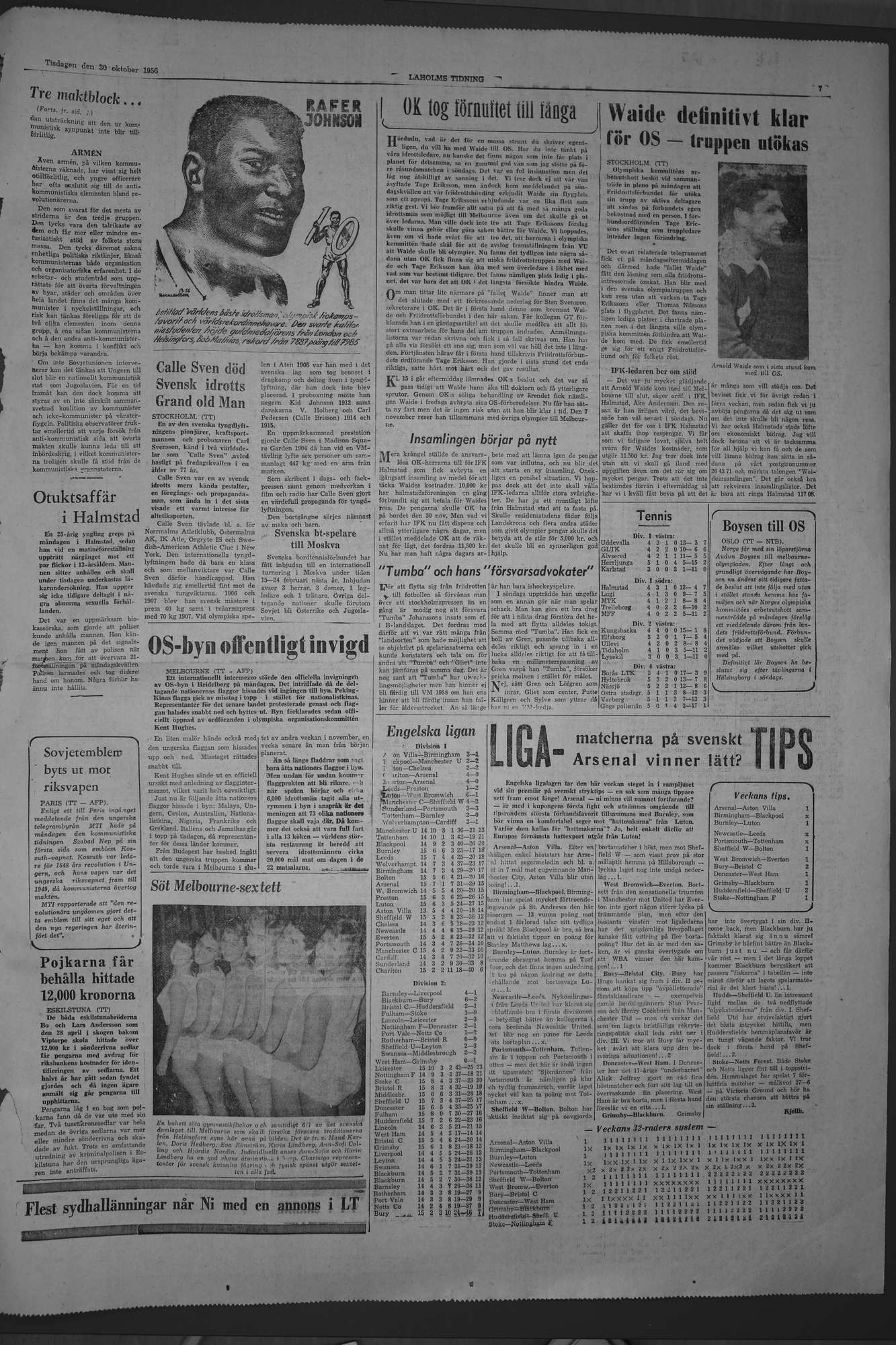 Laholms Tidning Tisdag 30 oktober 1956, sida 7