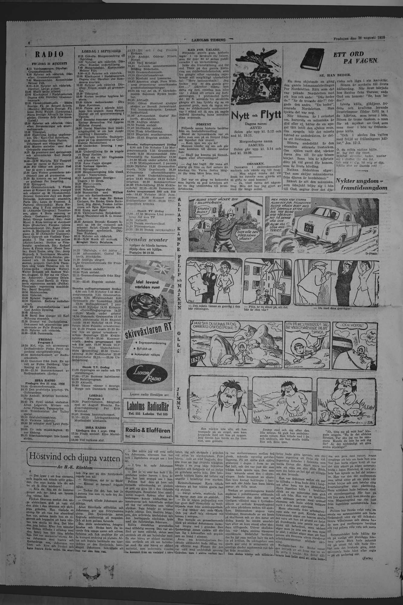 Laholms Tidning Fredag 31 augusti 1956, sida 6