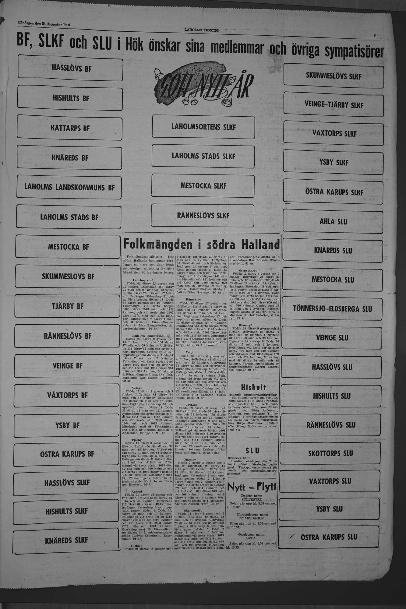 Laholms Tidning Måndag 31 december 1956, sida 5