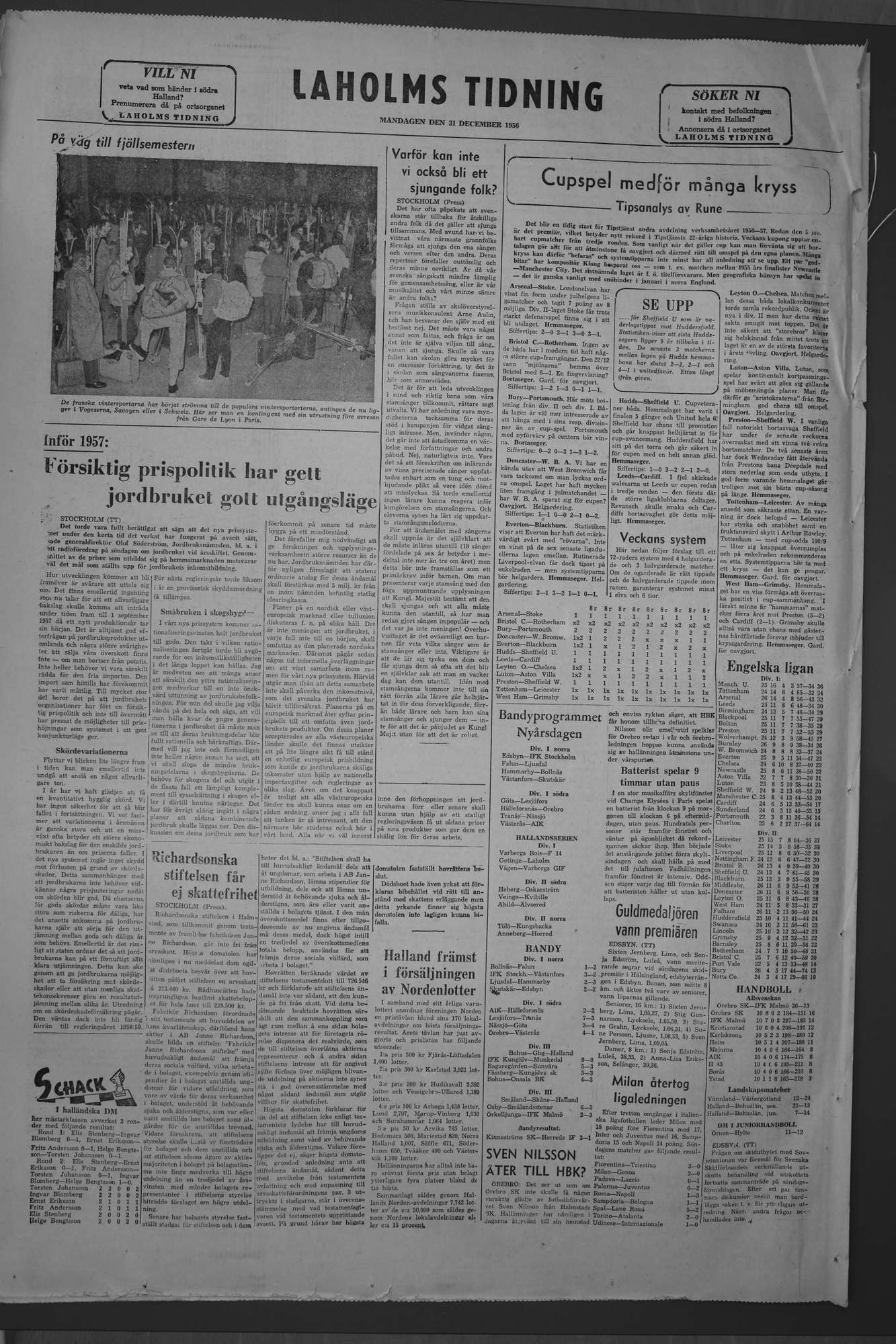 Laholms Tidning Måndag 31 december 1956, sida 8