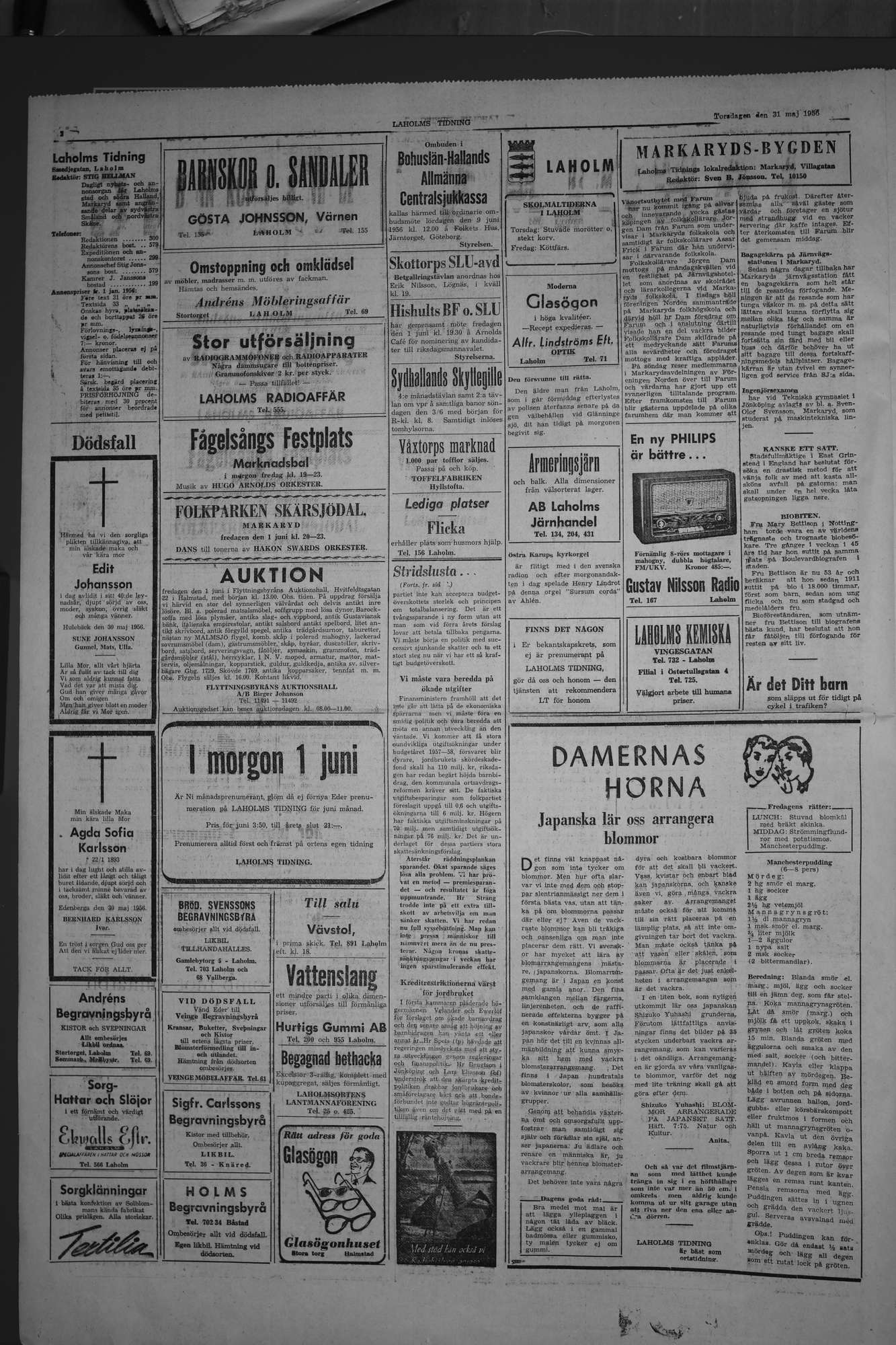 Laholms Tidning Torsdag 31 maj 1956, sida 2