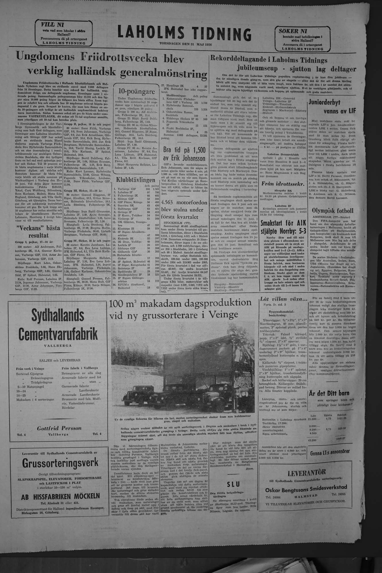 Laholms Tidning Torsdag 31 maj 1956, sida 8