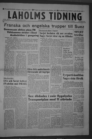 Förstasidan, Onsdag 31 oktober 1956