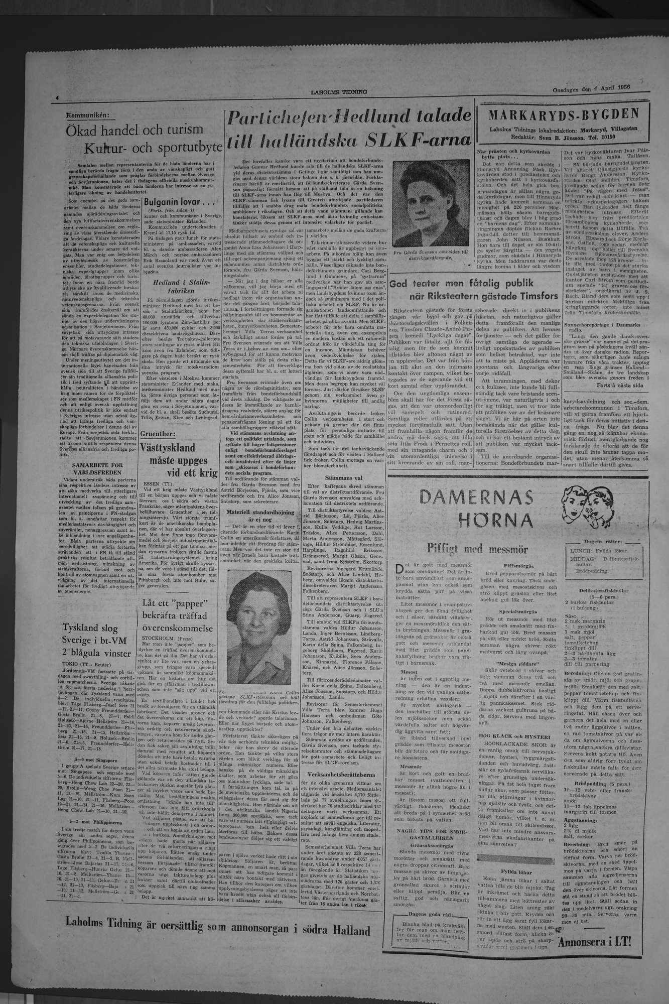 Laholms Tidning Onsdag 4 april 1956, sida 4