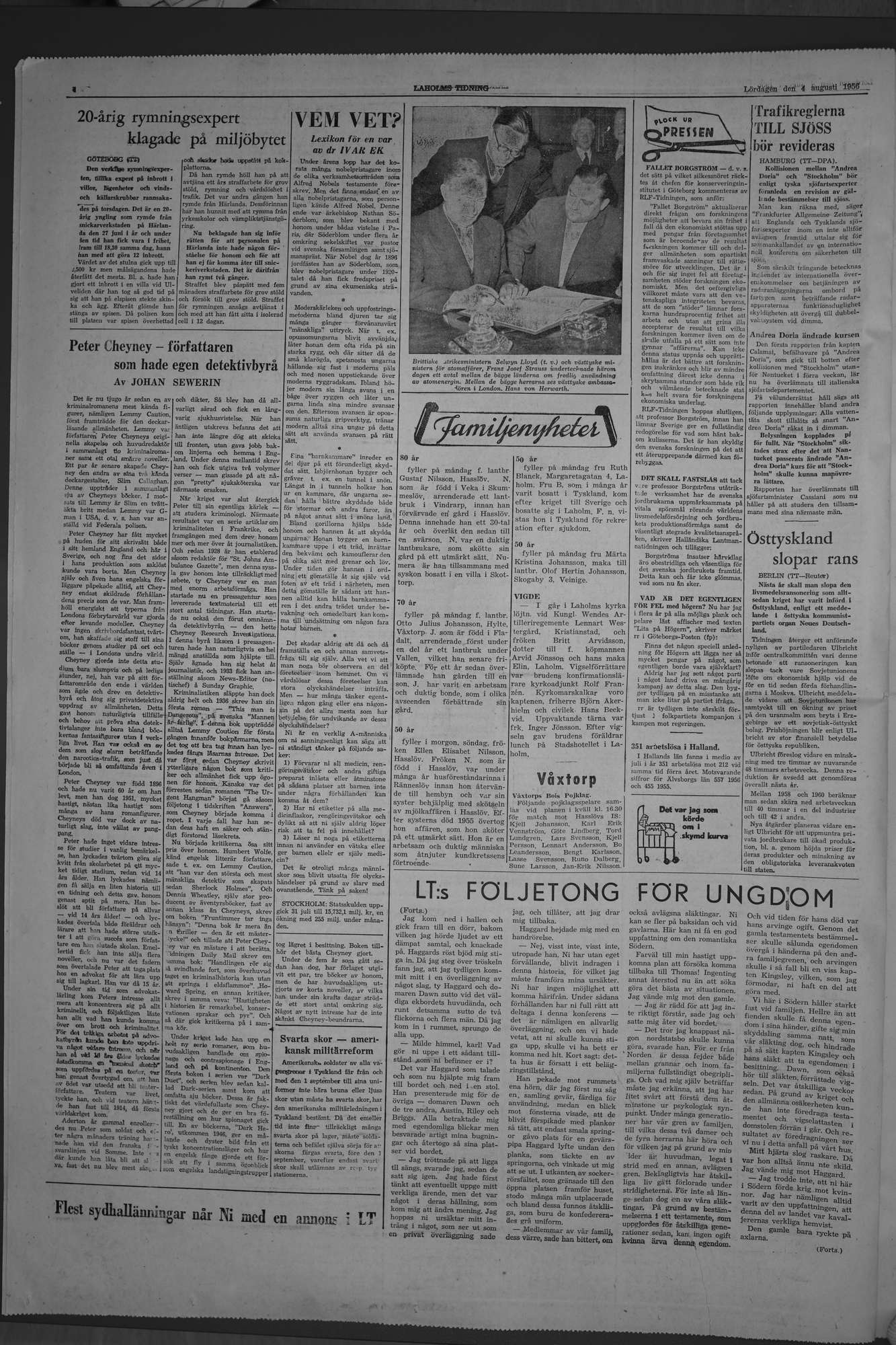 Laholms Tidning Lördag 4 augusti 1956, sida 4