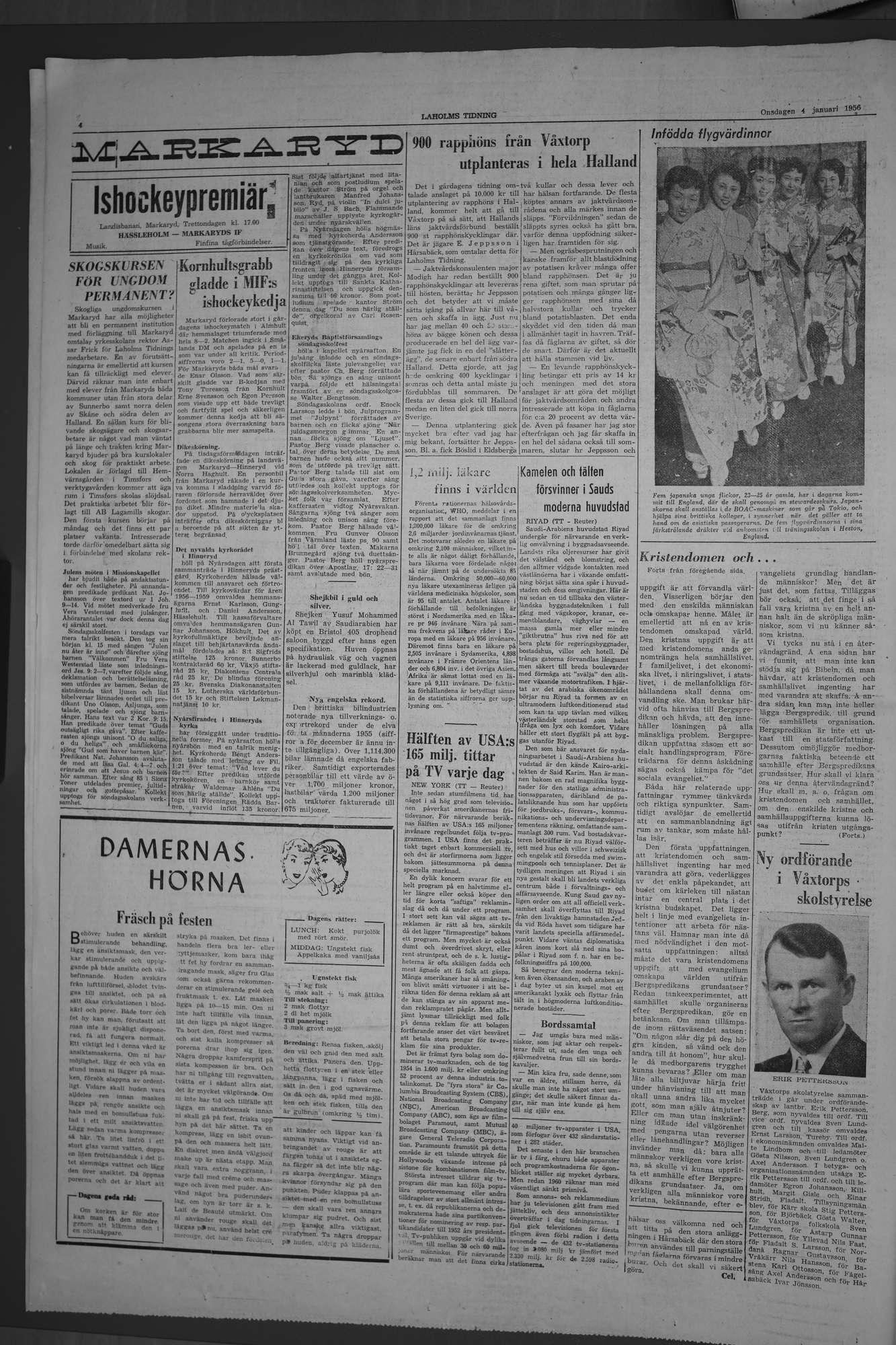 Laholms Tidning Onsdag 4 januari 1956, sida 4