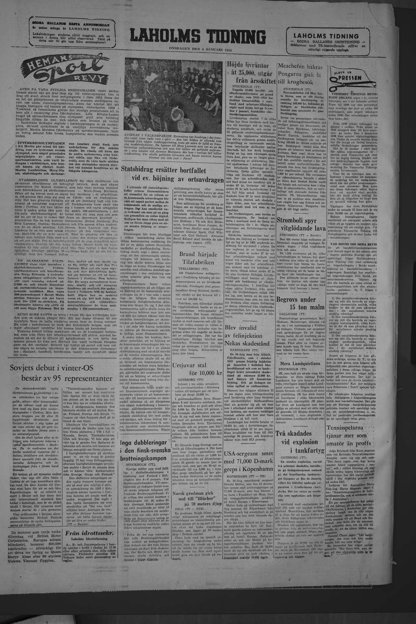 Laholms Tidning Onsdag 4 januari 1956, sida 8