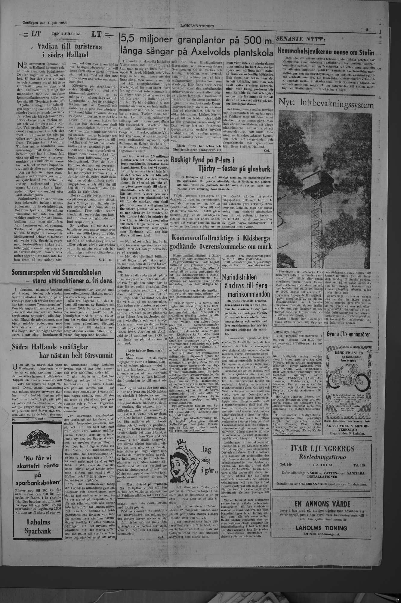 Laholms Tidning Onsdag 4 juli 1956, sida 3