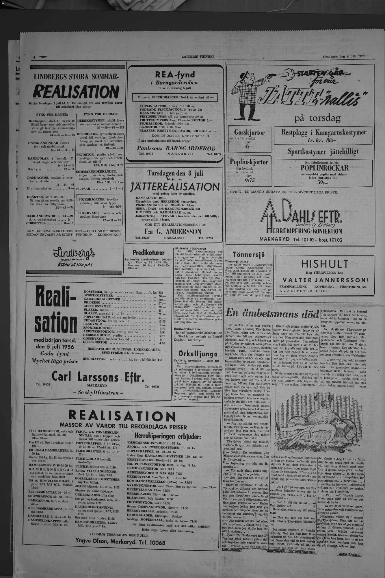 Laholms Tidning Onsdag 4 juli 1956, sida 4