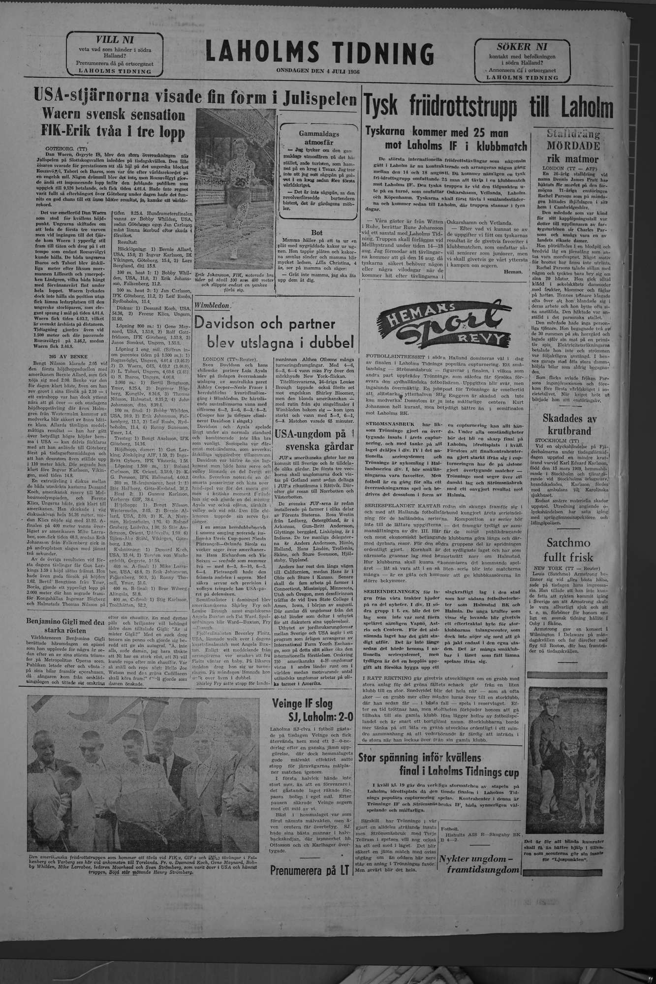 Laholms Tidning Onsdag 4 juli 1956, sida 8