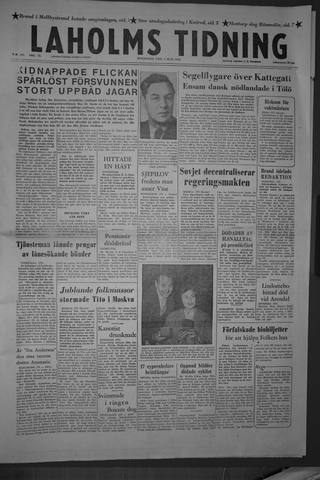 Förstasidan, Måndag 4 juni 1956