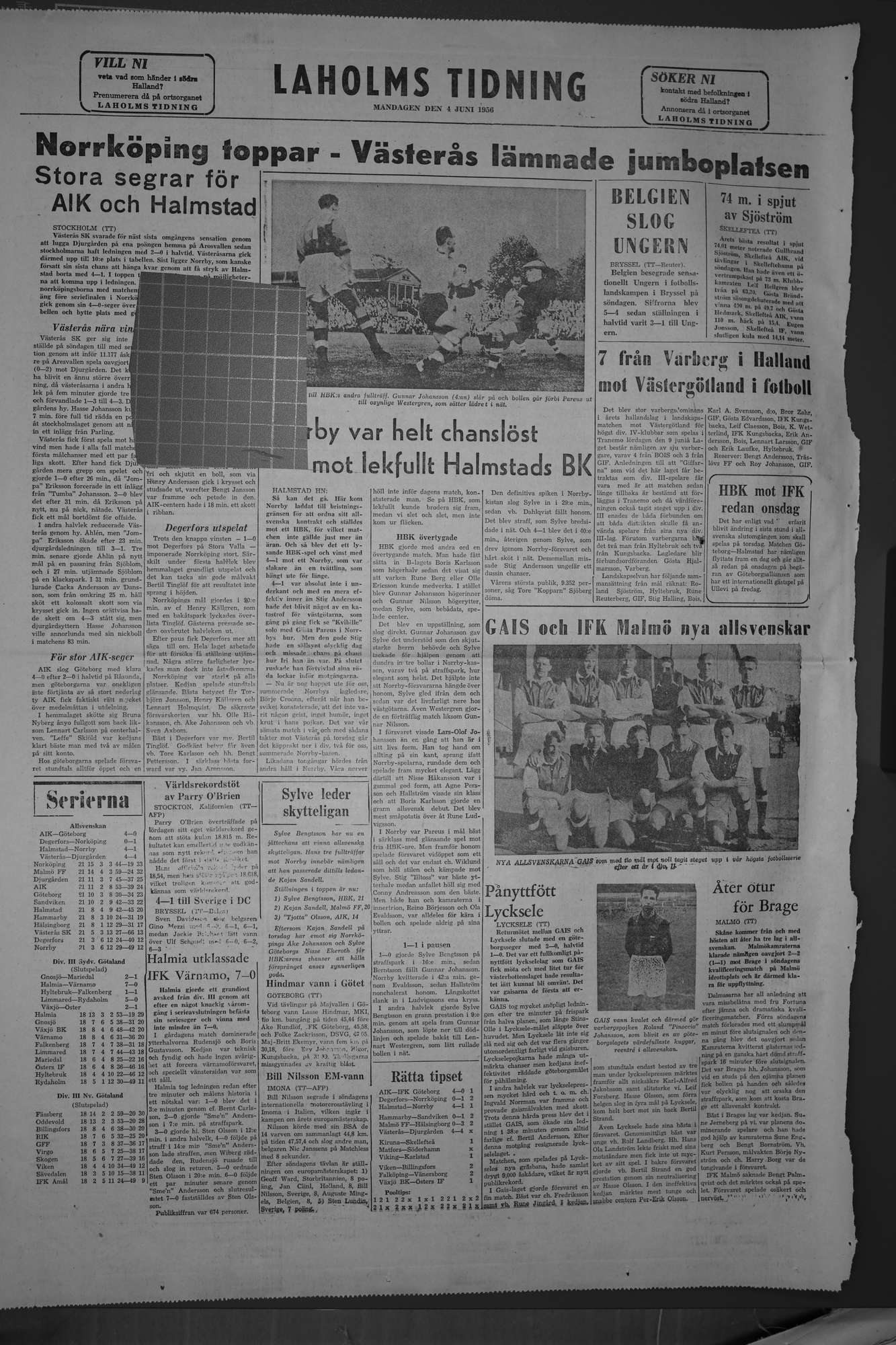 Laholms Tidning Måndag 4 juni 1956, sida 8