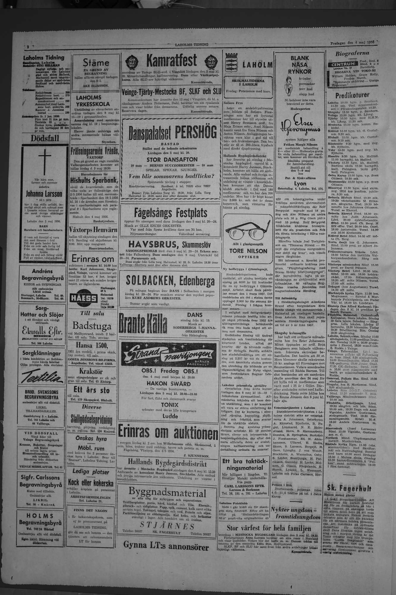 Laholms Tidning Fredag 4 maj 1956, sida 2