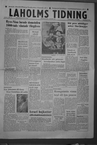 Förstasidan, Torsdag 4 oktober 1956