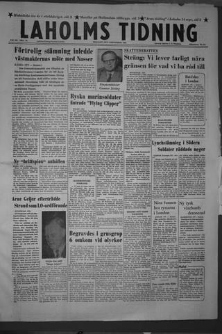 Förstasidan, Tisdag 4 september 1956
