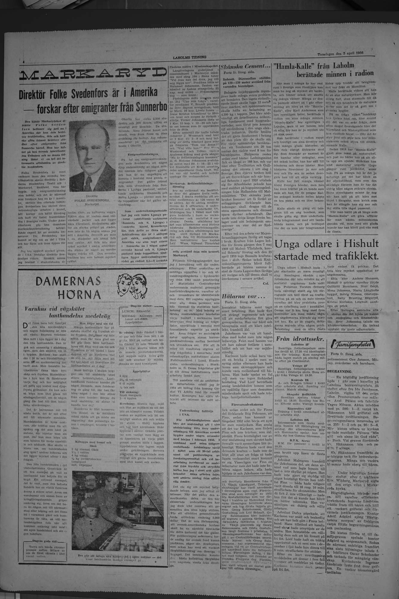 Laholms Tidning Torsdag 5 april 1956, sida 4