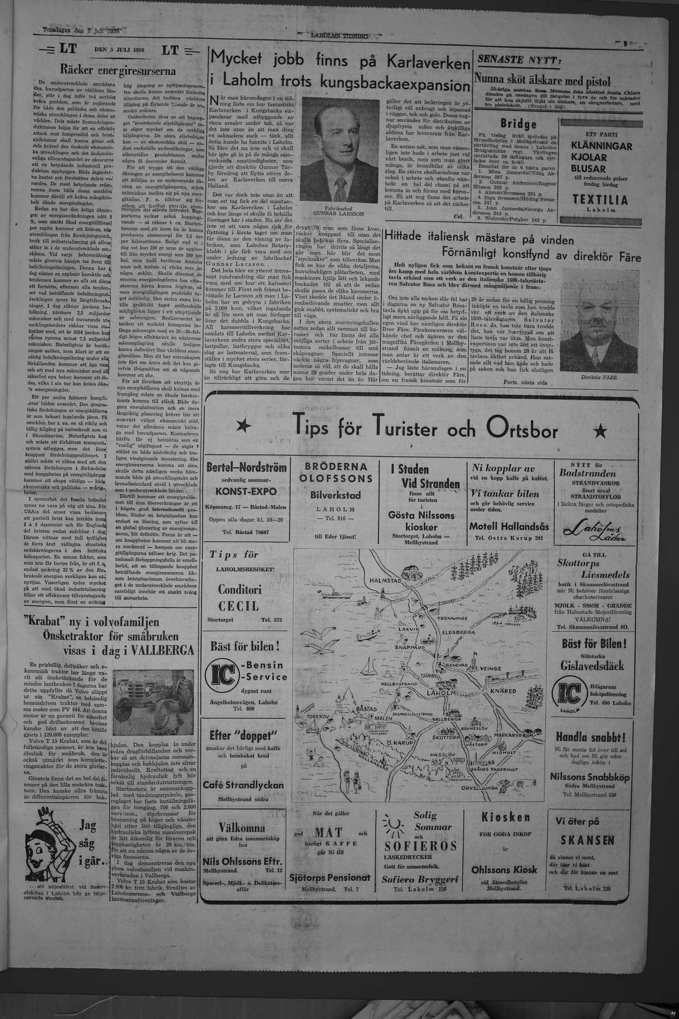 Laholms Tidning Torsdag 5 juli 1956, sida 3