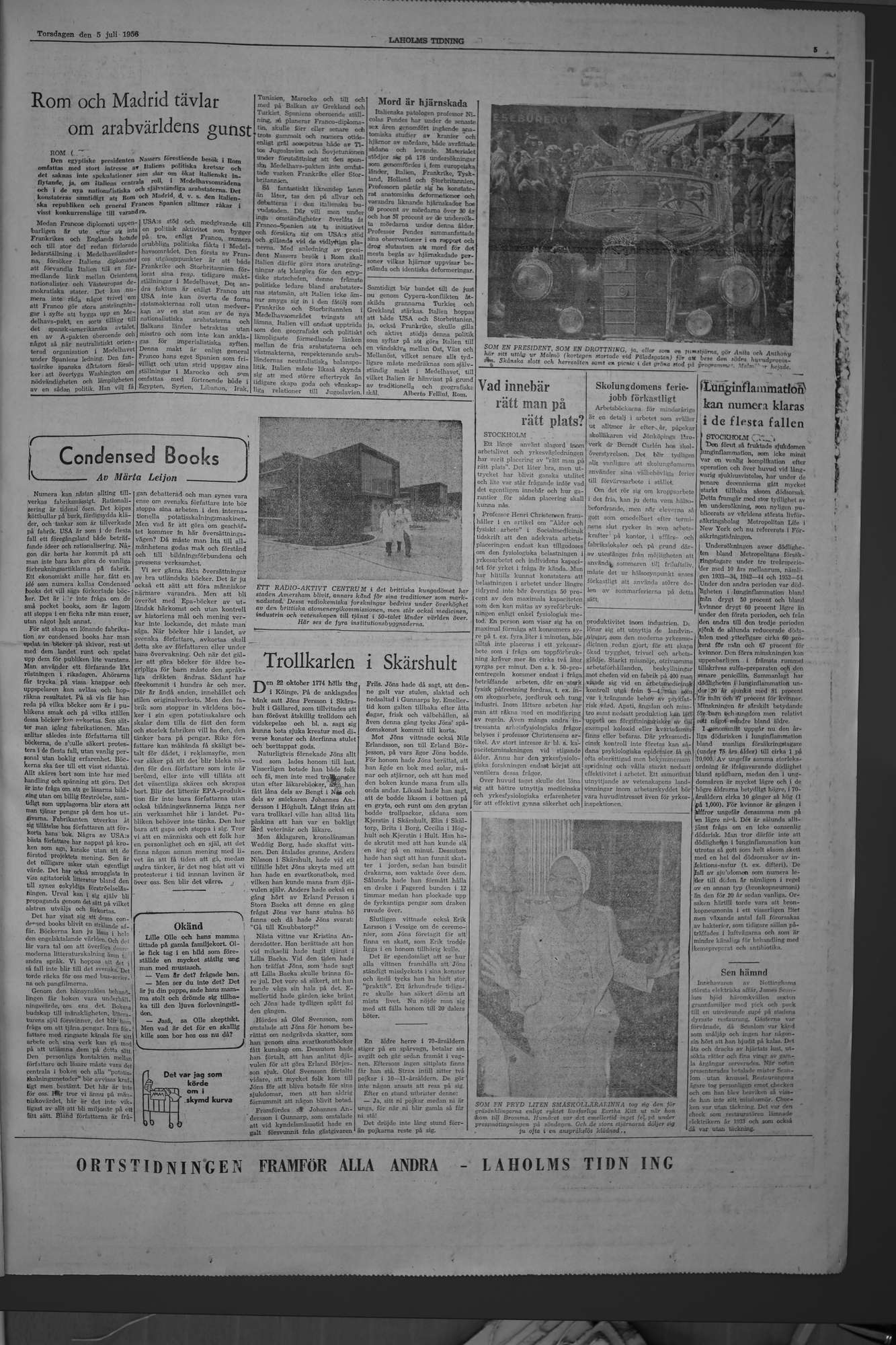 Laholms Tidning Torsdag 5 juli 1956, sida 5