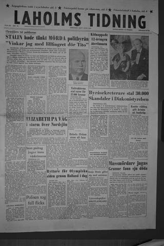Förstasidan, Tisdag 5 juni 1956